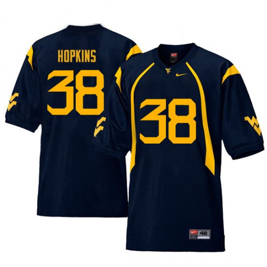 Men's West Virginia Mountaineers NCAA #38 Jamicah Hopkins Navy Authentic Nike Retro Stitched College Football Jersey IG15J68YW